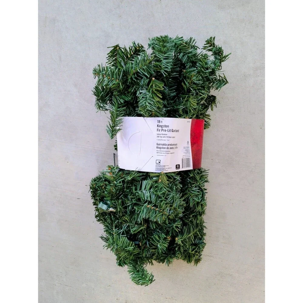 Home Holiday Accents 18ft Kingston Fir Pre-Lit Artificial Christmas Garland NIP